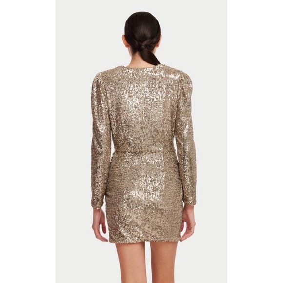 NWT GENERATION LOVE Miley Sequin Faux Wrap Sequin Mini Dress in Champagne S - Picture 10 of 10